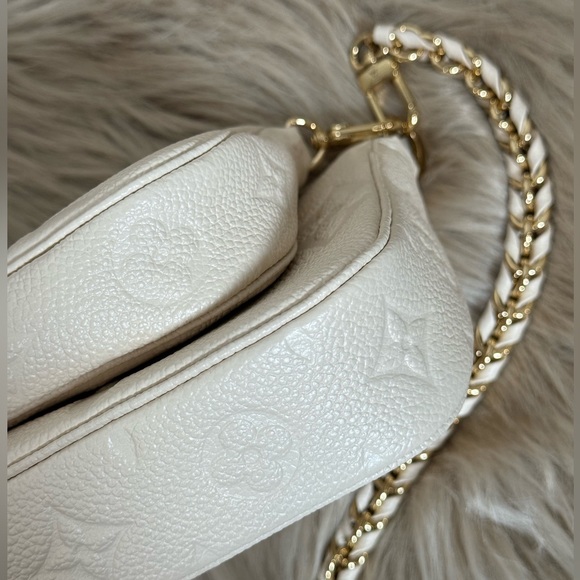 Authentic Louis Vuitton Cream Empreinte Double Multi Pochette Accessories Bag - Picture 3 of 6